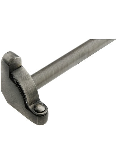 28 1/2 inch Heritage Stair Rod Without Finials - 1/2 inch Diameter Brass With Standard Brackets in Antique Pewter.